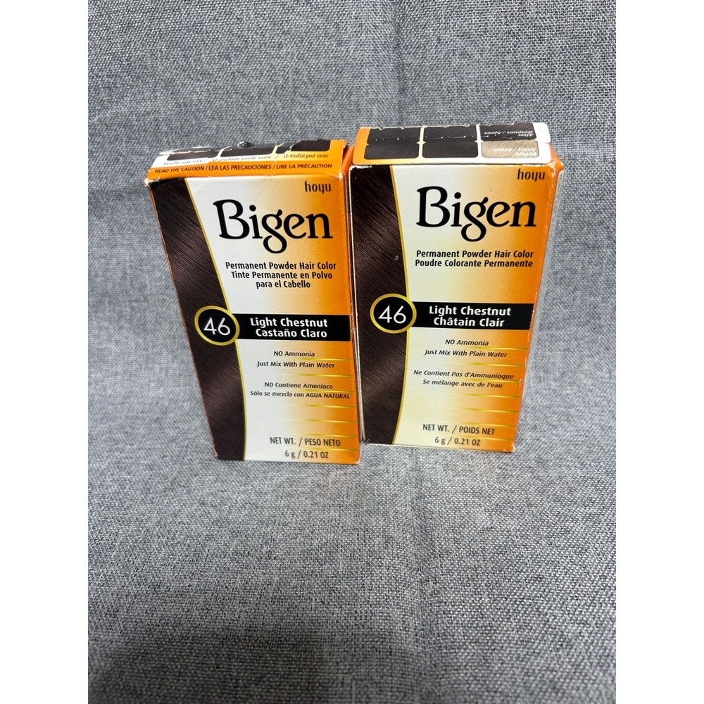 2 Boxes- BL Bigen Permanent Powder Hair Color #46 Light Chestnut .21 oz each‎